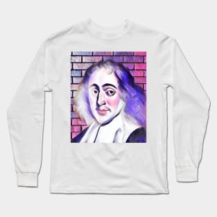 Baruch Spinoza Pink Portrait | Baruch Spinoza Artwork 7 Long Sleeve T-Shirt